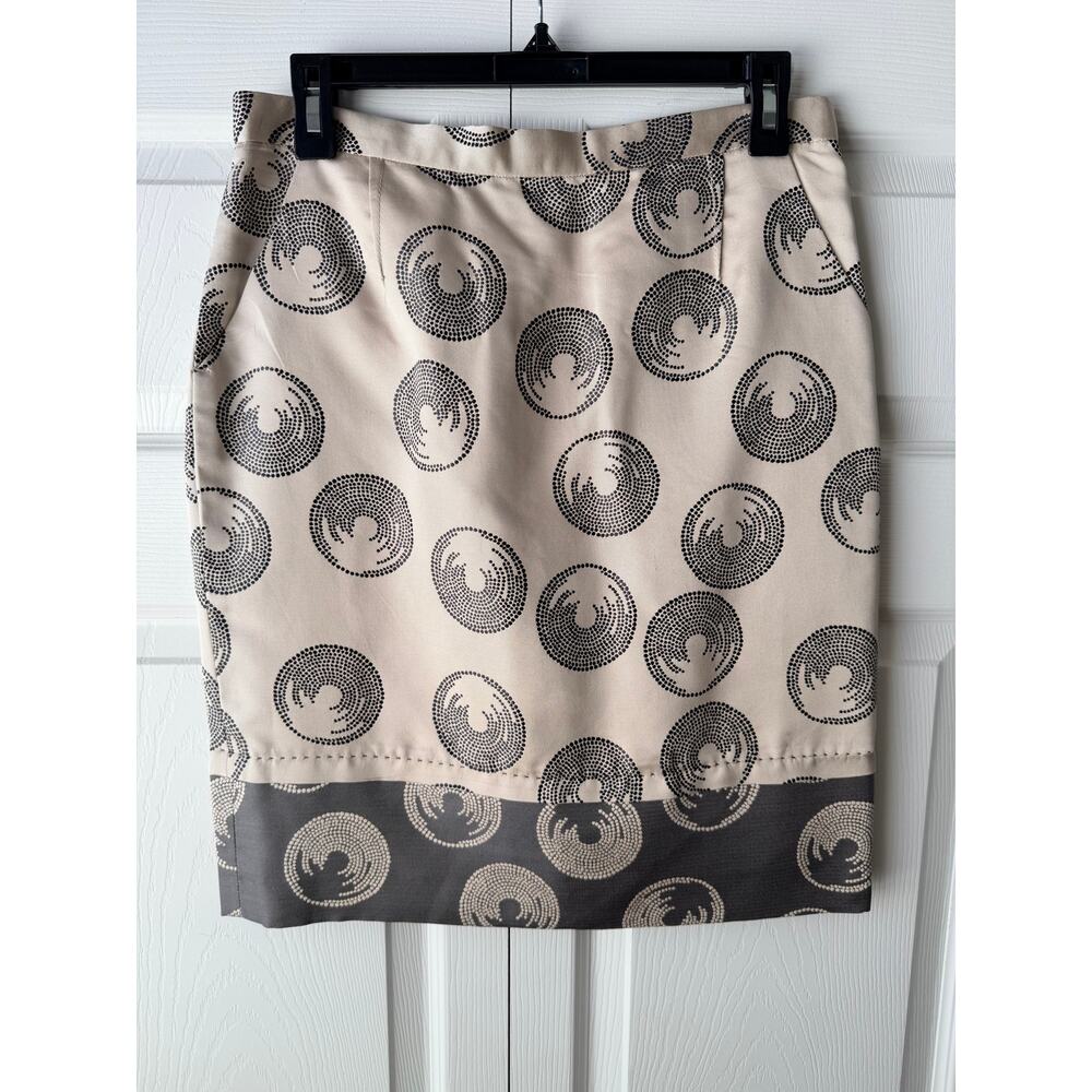 BCBG Max Jaden Women’s Silk Pencil Skirt Size 4 Ivory/Gray Back Zip - Picture 4 of 13